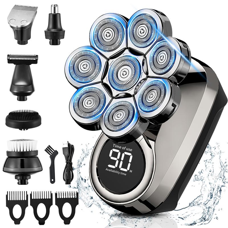 DIHOOM 6-in-1 8-head electric shaver: multifunctional shaving head, washable digital display, long battery life, suitable for family travel, 360-degree all-round beauty and cleaning, daily essentials for men Gift Comfort