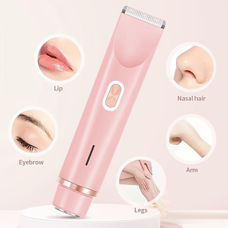 2 in 1 Electric Face Shaver for Women, 1 Set Waterproof Wet & Dry Use Body Razor, Rechargeable Hair Removal Machine for Bikini Legs Arm Underarm Face