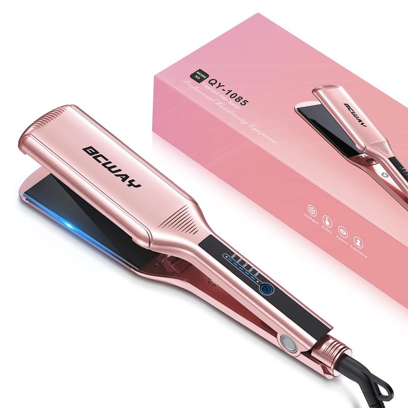 Professional Floating Titanium Hair Straightener for Hair, Instant Heating with 5 Adjustable Temp, Anti-Static Iron for All Hair Types Salon Smooth