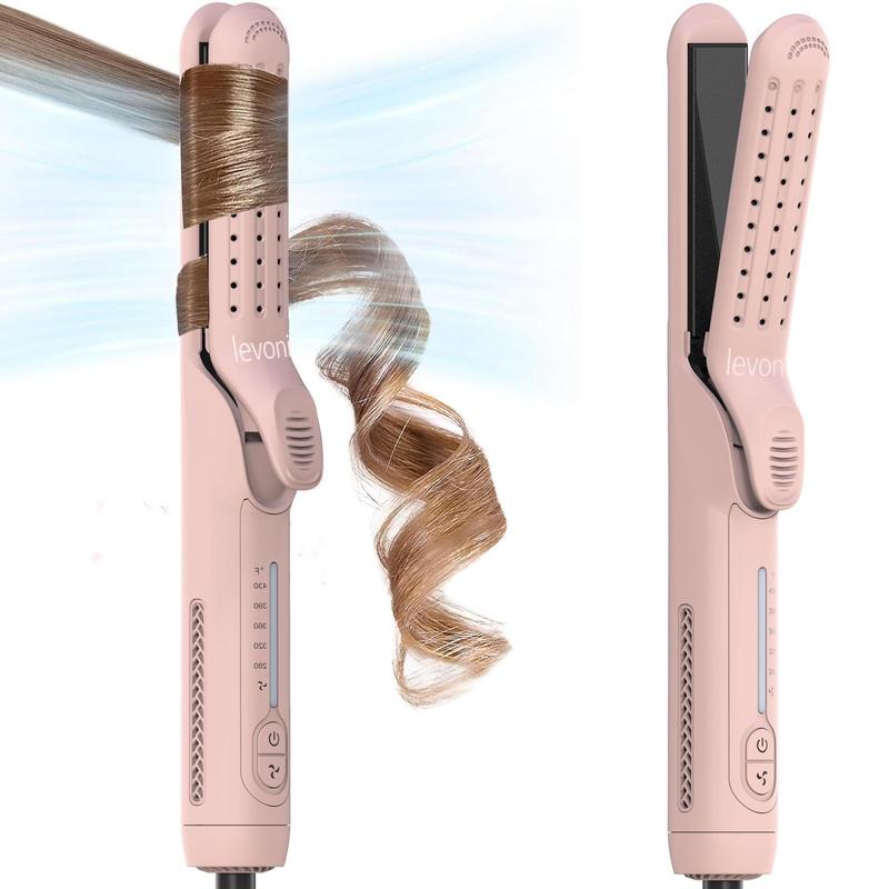 2 in 1 Hair Straightener & Hair Curler, Anti Scald Curling Iron, 360° Air Conditioning, 5-speed Temperature & Dual Voltage Suitable for Long & Short Hair, Christmas Gift