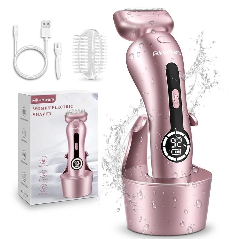 Women Electric Shaver Electric Razor for Womens Bikini Legs Underarm Public Hairs Cordless Rechargeable Trimmer with Detachable Head IPX7 Waterproof