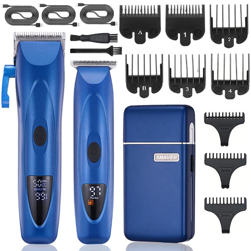 Cordless Barber Hair Clippers & Beard Trimmer, 1 Box Professional Hair Clippers with Accessories for Men, Rechargeable Mens Grooming Kit