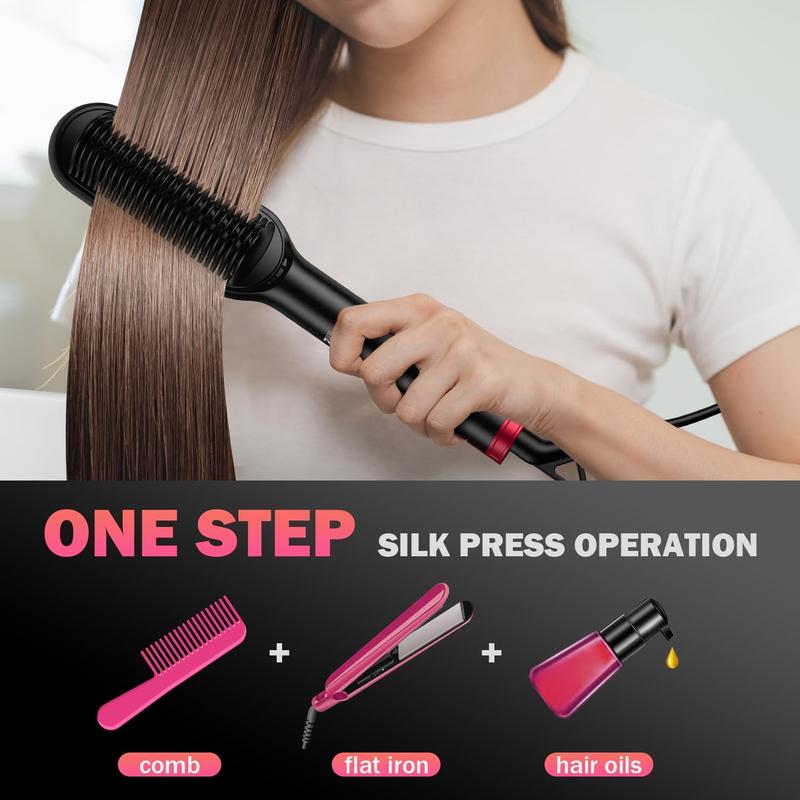 Hair Straightener Brush, One-Step Straightening Brush with 50M Negative Ions, 13 Temp Settings & LED Display, Dual Voltage, Straightening Comb with Anti-Scald Design, Gifts for Women Adjustable Comfort