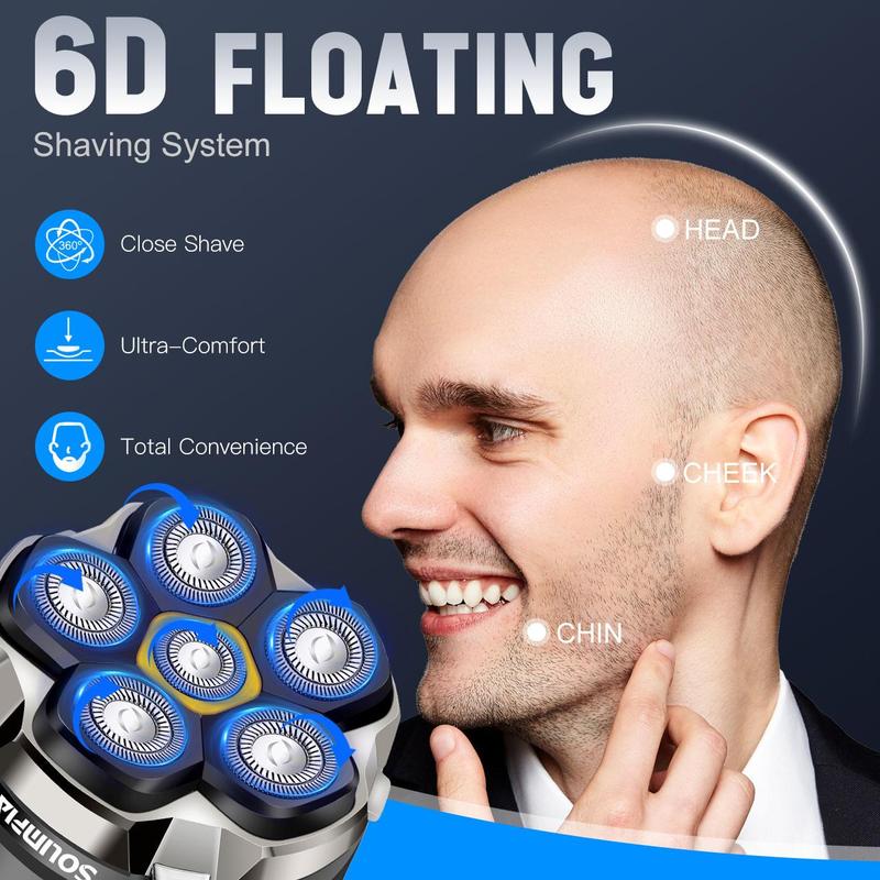 Portable Electric Hair Clipper, 1 Box USB Rechargeable Electric Shaver with LED Display, Bald Head Trimmer, Washable Electric Hair Trimmer for Men