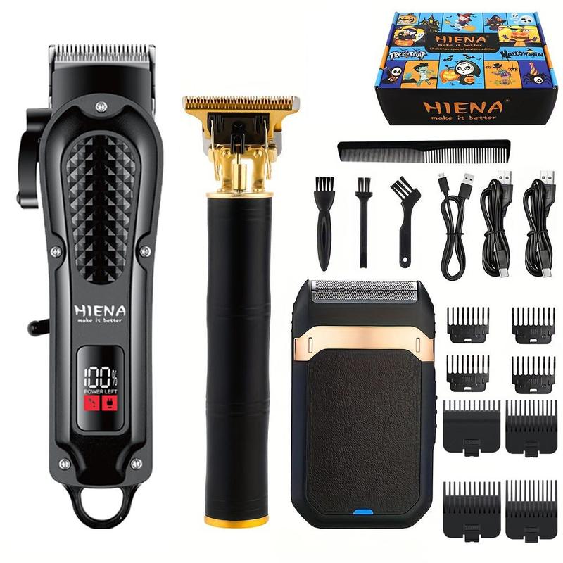 Professional Hair Clipper & Trimmer Set, 1 Box USB Rechargeable Hair Trimmer with Limit Combs & Brushes, Hair Grooming Kit for Men, Barber Clippers, Christmas Gift, Barber Kit