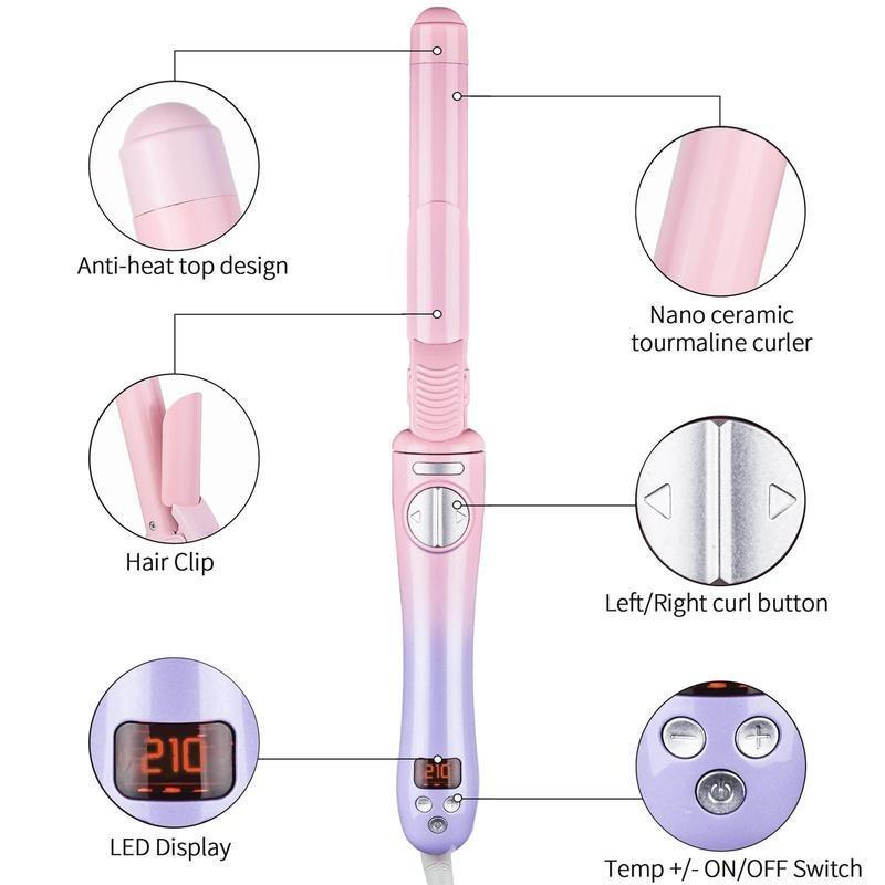 Automatic Rotating Hair Curler, 1 Set Electric Hair Curler with LED Display, Hair Styling Tool for Home & Salon Use