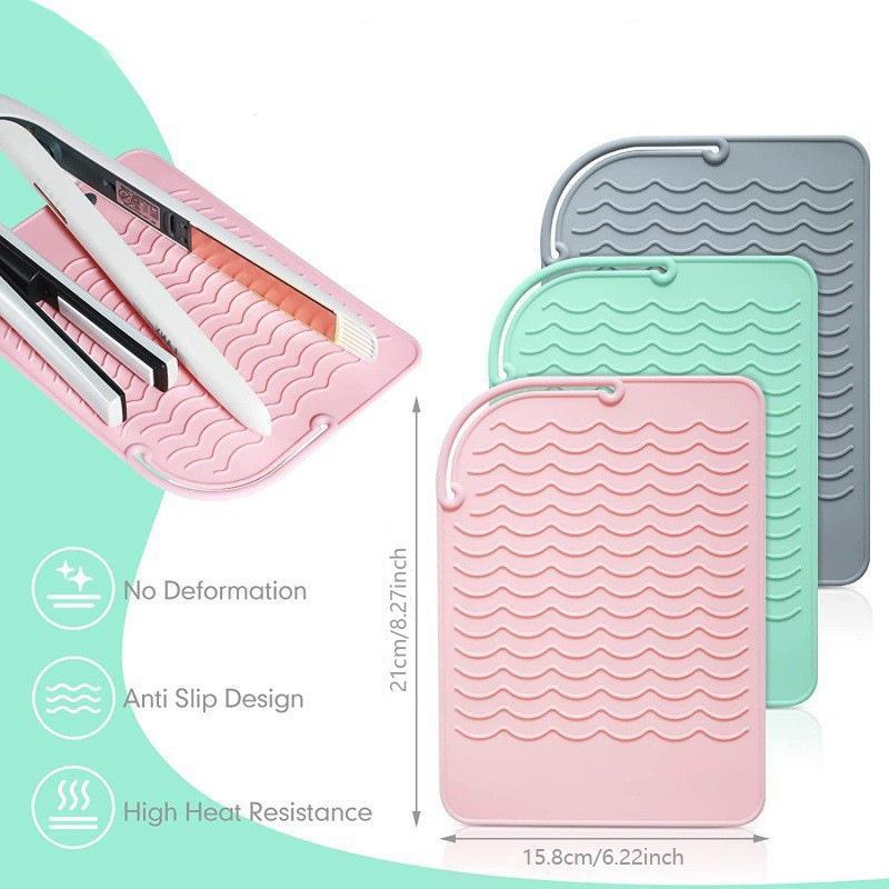 Heat Resistant Mat for Curling Irons, 1 Count Silicone Heat Resistant Styling Station Mat, Protects Surfaces and Prevents Accidents, Hair Dryer Salon Tool Accessries