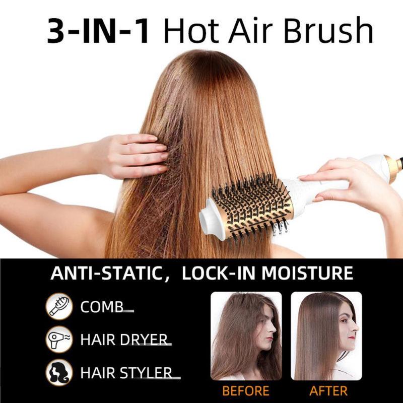 2 in 1 Hot Air Brush with Leakage Protection Plug, Multifunctional Negative Hair Dryer Brush, Hair Dryer and Styler Volumizer for Straightening, Curling, Cepillo Tools, Christmas Gift