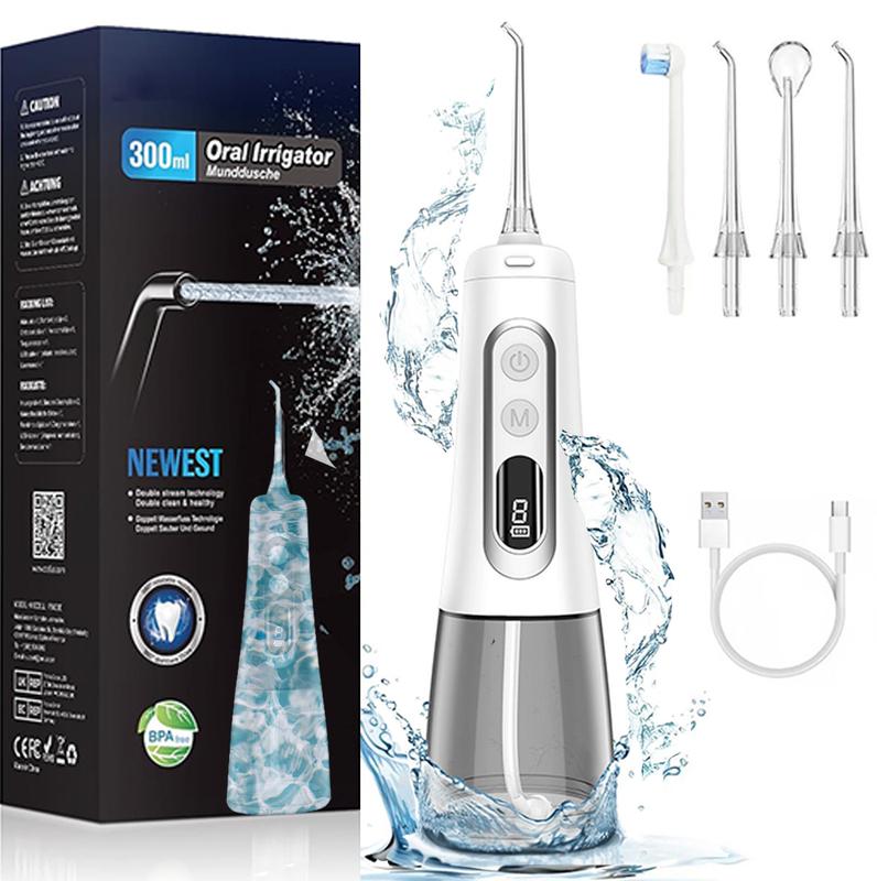 Water Dental Flosser Teeth Pick Cordless Oral lrrigator with 9 Cleaning Modes 300ML Rechargeable Travel lrrigation Cleaner Kit Toothbrush