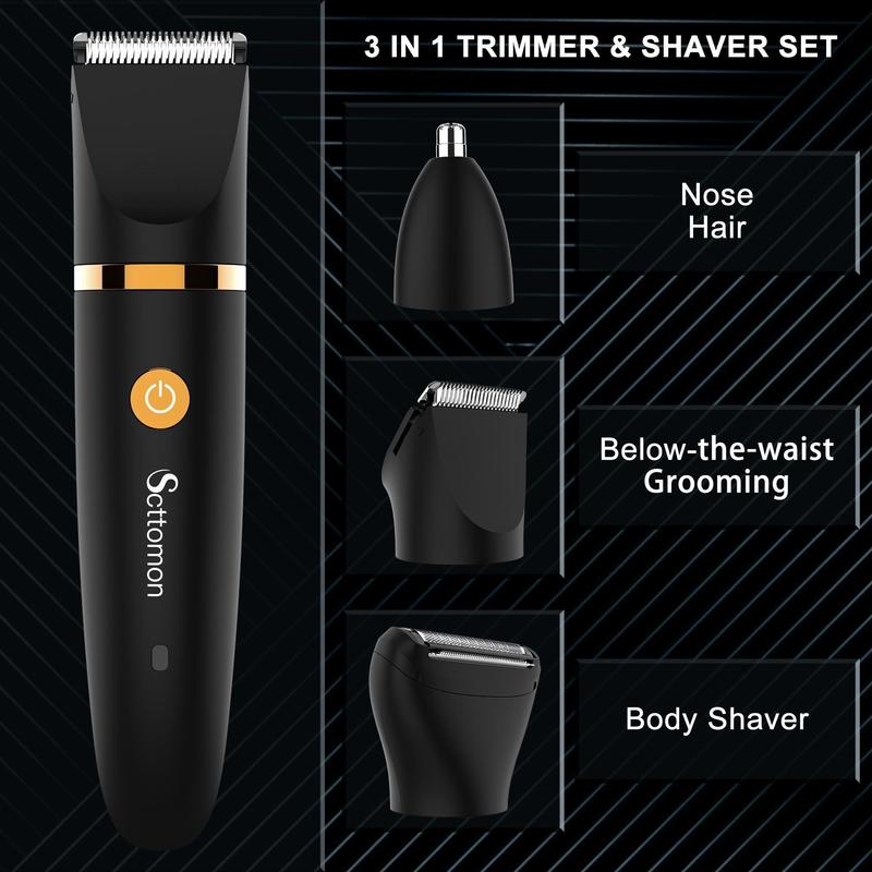 3 in 1 Electric Body Hair Trimmer, Cordless Hair Clipper Groin Hair Trimmer for Men, Waterproof Electric Shaver, Men's Hair Removal Tool, Gifts for Men, Christmas Gift