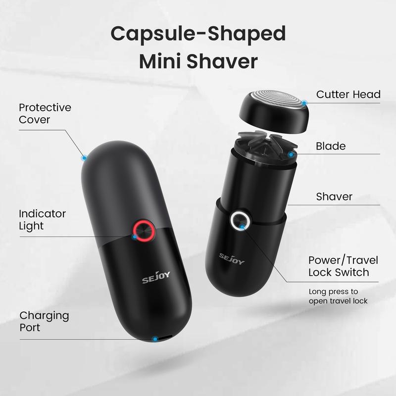 Sejoy Electric Razor, Portable Electric Shaver for Men, Mini Beard Trimmer Small Size, Mini Shaver with Washable & Quick Charging for Men's Travel Home Use Waterproof Daily, Comfort, best for Gift