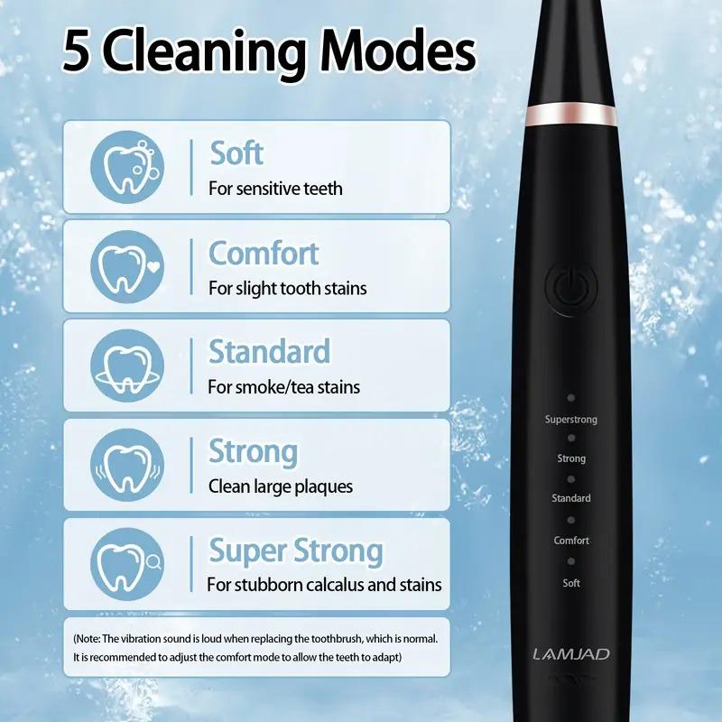 2 in 1 Electric Teeth Cleaner Kit, 1 Set Waterproof Electric Teeth Cleaner with Teeth Brush Heads & Oral Mirror, Rechargeable Toothbrush for Home & Travel