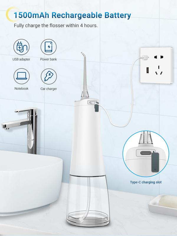 Water Dental Flosser Teeth Pick Cordless Oral lrrigator with 9 Cleaning Modes 300ML Rechargeable Travel lrrigation Cleaner Kit Toothbrush