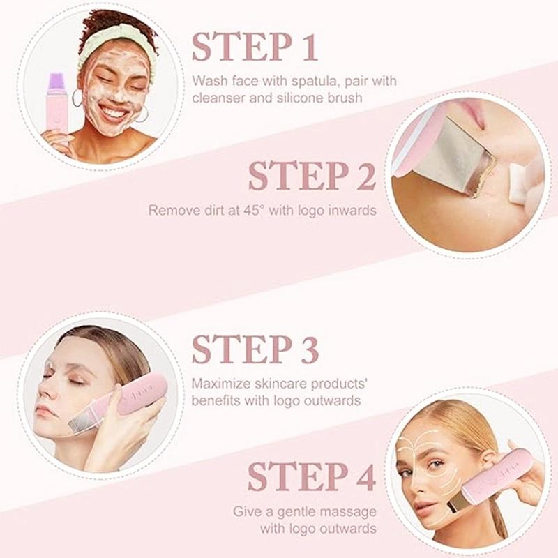 Electric Blackhead Cleaning Tool, 1 Count 4 Modes Facial Deep Cleansing Tool with 2 Silicone Head Covers, Facial Skin Care Tool for Women & Men