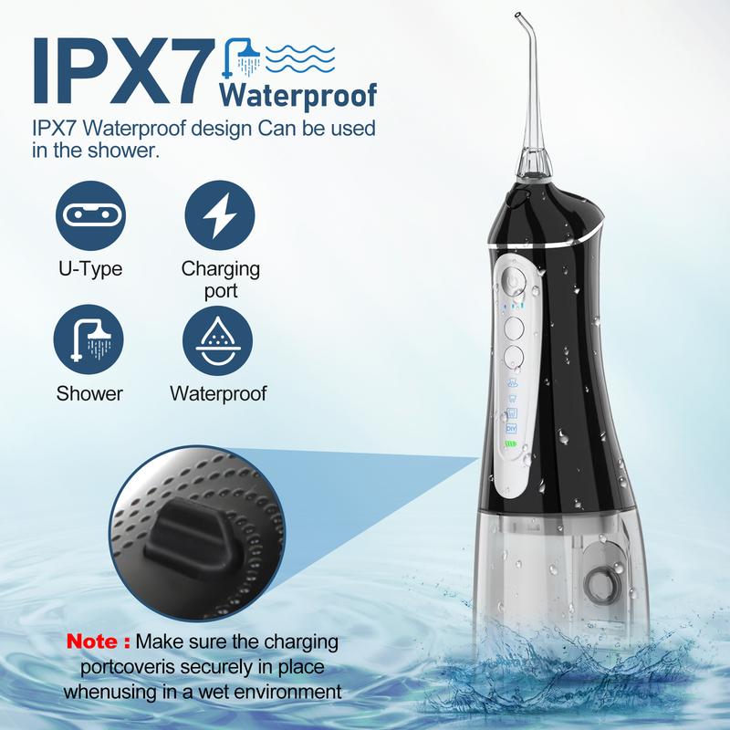 Cordless Water Dental Flosser - 4 Modes & 3 Intensities. 320ML IPX7 Waterproof Oral Irrigator. Rechargeable for Travel & Home Oral Hygiene.