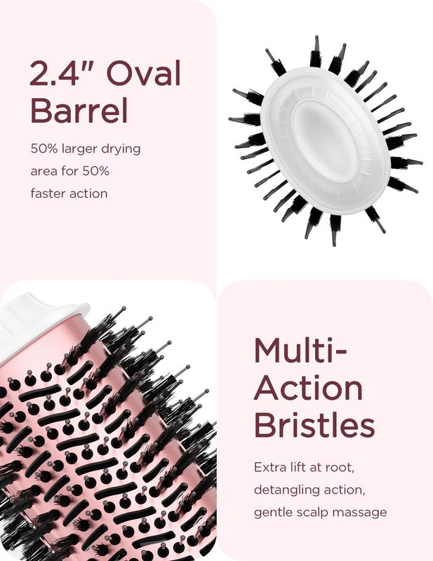 Hair Blow Dryer Brush，Dual Voltage Hair Dryer Brush, 100 Millions Negative Ionic Blow Dryer Brush Volumizer, One-Step Hot Air Brush in One for European USA, Styling Brush with Ceramic Coating, Handle Comfort