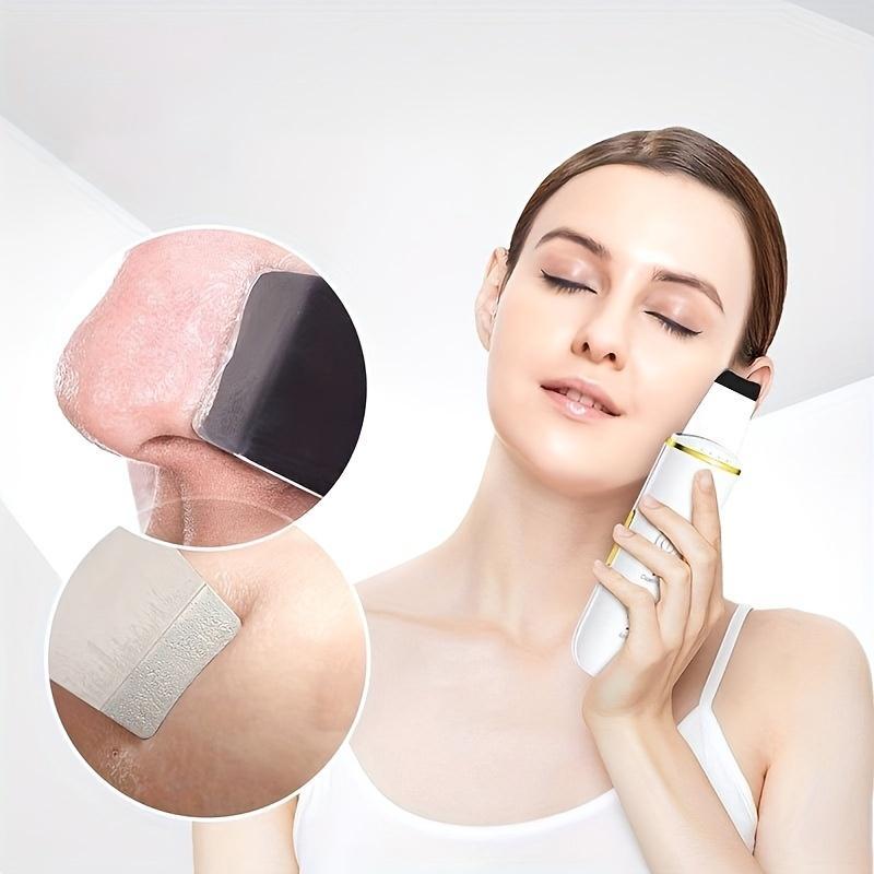 Ultrasonic Face Skin Cleansing Scrubber, 1 Count 4 Modes Sonic Skin Scrubber, Pores Cleaner with 2 Silicone Heads