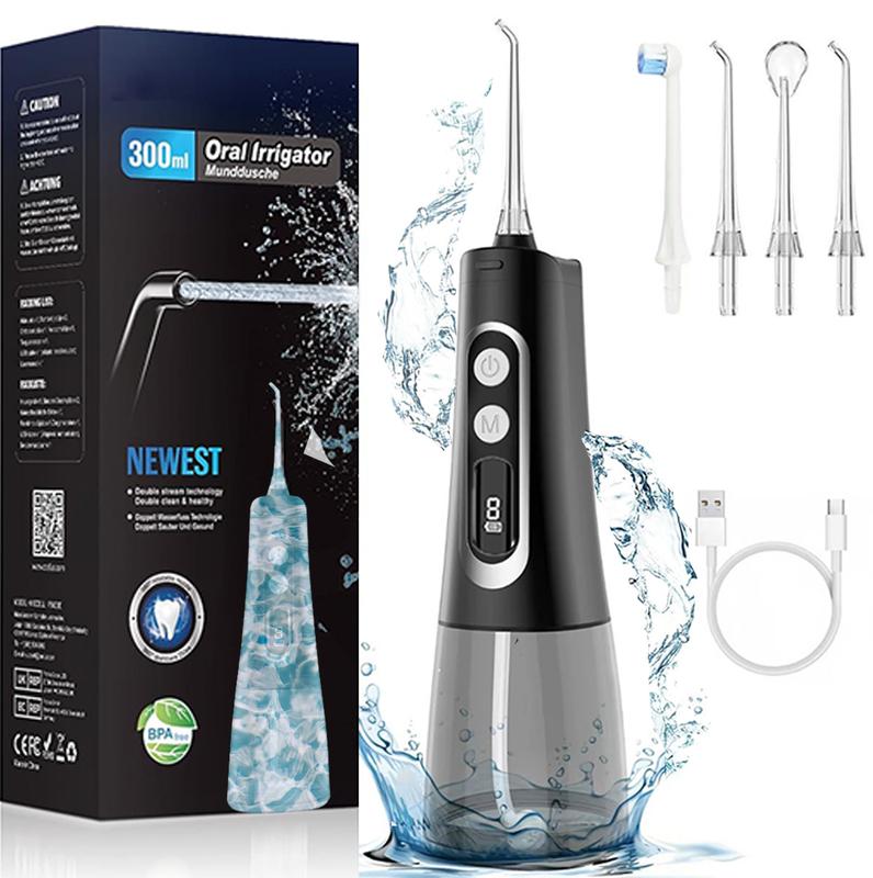 Water Dental Flosser Teeth Pick Cordless Oral lrrigator with 9 Cleaning Modes 300ML Rechargeable Travel lrrigation Cleaner Kit Toothbrush