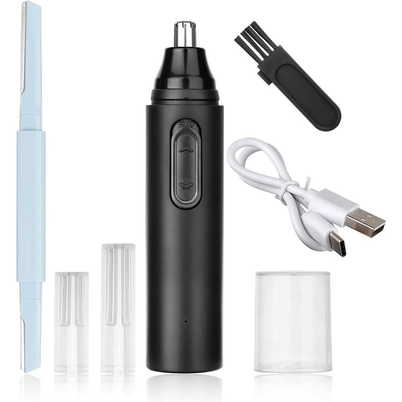 Nose & Eyebrow Hair Trimmer for Women Men,Painless Rechargeable Ear & Nose Hair Trimmer Clipper,Portable Facial Hair Removal and Eyebrow Razor Black