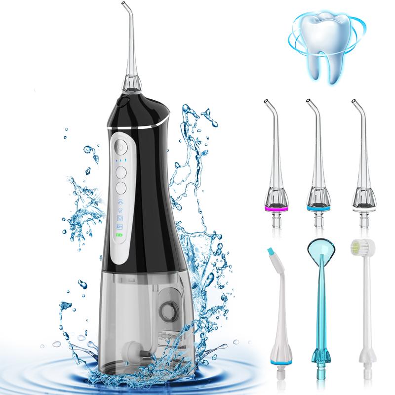 Cordless Water Dental Flosser - 4 Modes & 3 Intensities. 320ML IPX7 Waterproof Oral Irrigator. Rechargeable for Travel & Home Oral Hygiene.