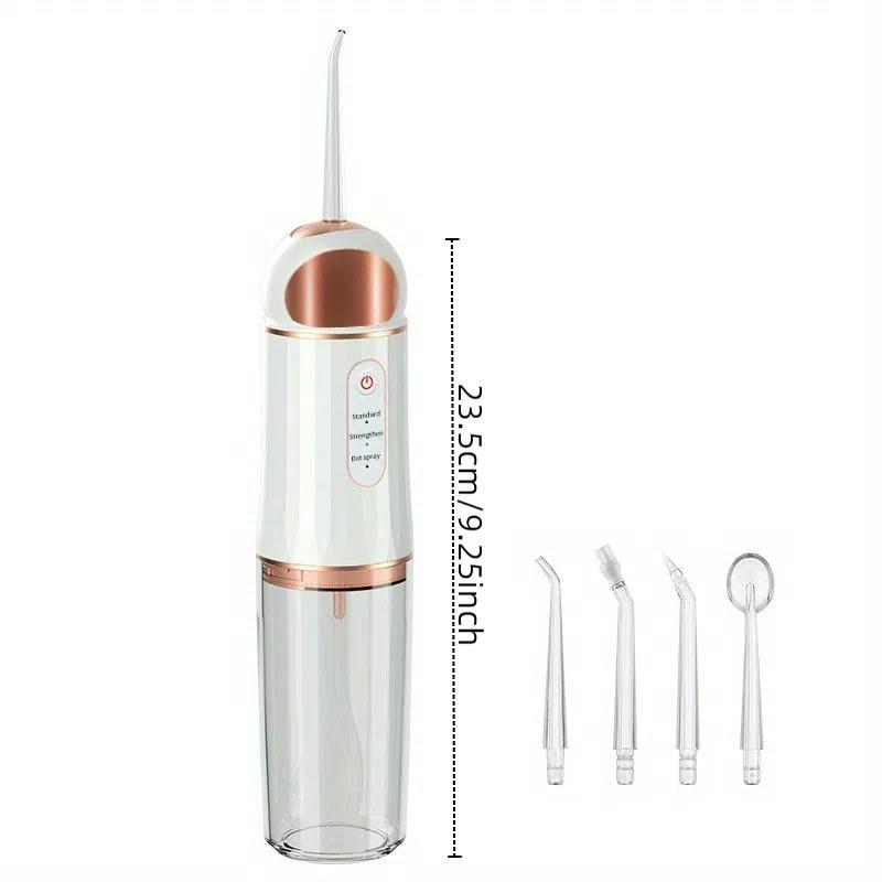 Water Flosser, Cordless Dental Oral Irrigator, Waterproof Water Flosser Teeth Cleaner, 3 Modes and 4 Jet Tips, 230ML Rechargeable and USB Portable Water Flosser for Home and Travel, Winter Gift, Christmas, Christmas Gift