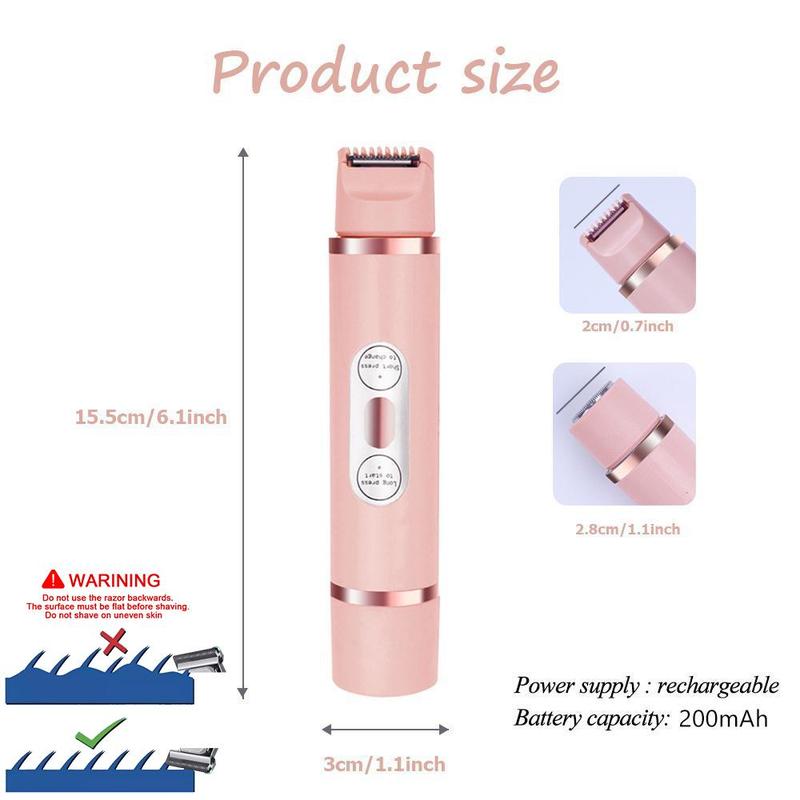 2 in 1 Electric Hair Remover, 1 Box Rechargeable Electric Hair Trimmer & Replacement Heads, Wet and Dry Use Body Trimmer for Women, Christmas Gift