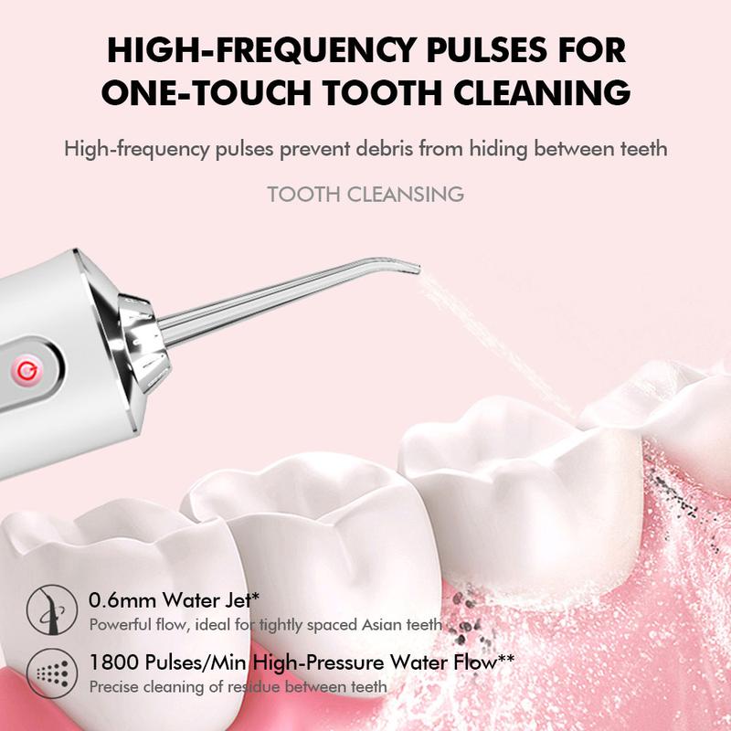 Water Flosser Portable-4 In 1, Cordless Water Flossers Oral Irrigator With DIY Mode 4 Jet Tips,IPX7 Waterproof, with 3 Cleaning Modes 4 Jets Cordless Clean Your Tooth Pink Mini Burst Stronger Powerful for Teeth, Travel Oral Care USB Rechargeable