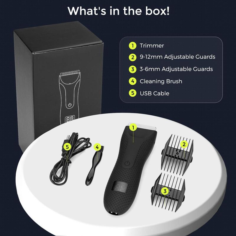 Electric Body Hair Shaver Trimmer, 1 Set Waterproof Hair Trimmer Machine with Safety Ceramic Blade Heads, Beard Trimmer, Wet and Dry Use Hair Trimmer for Men