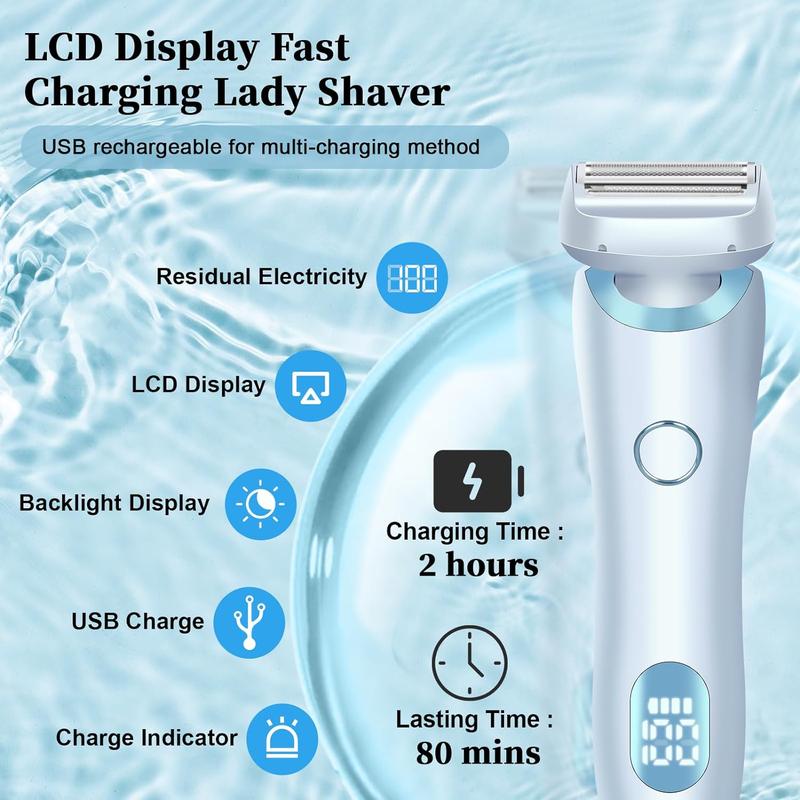 Electric Shaver for Women Bikini, 1 Set Rechargeable 2 in 1 Body & Facial Hair Removal for Winter Gift, Waterproof Wet & Dry Use Trimmer with Detachable Head Precise Safe For Daily Travel Use，Christmas Gift for her