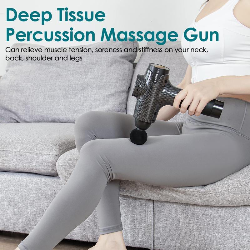 LAIRLUX Massage Gun - Deep Tissue Massager Gun for Muscle Fatigue Relief - Percussion Massage Gun Silicone Adjustable Gift Comfort