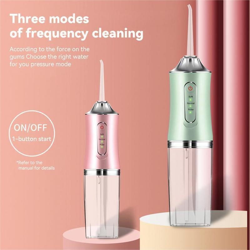 4-in-1 Oral Rinse with 3 Cleaning Modes 4 Jets Cordless Clean Your Tooth Pink Mini Burst Stronger Powerful Water Flosser Cleansing