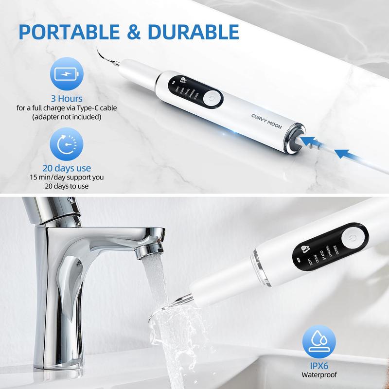 Rechargeable Electric Teeth Cleaner, 5 Modes Teeth Polisher with 2 Replacement Heads, Oral Care Tool for Women & Men