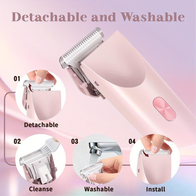 2 in 1 Electric Face Shaver for Women, 1 Set Waterproof Wet & Dry Use Body Razor, Rechargeable Hair Removal Machine for Bikini Legs Arm Underarm Face