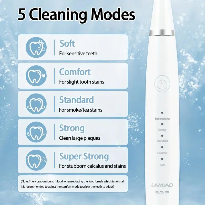 2 in 1 Electric Teeth Cleaner Kit, 1 Set Waterproof Electric Teeth Cleaner with Teeth Brush Heads & Oral Mirror, Rechargeable Toothbrush for Home & Travel