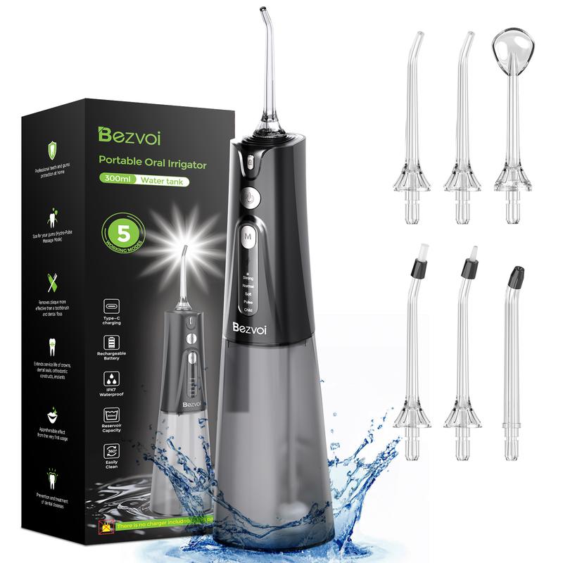 Bezvoi Water Dental Flosser for Teeth,5 Modes Cordless Oral Irrigator, 300ML Tank Portable