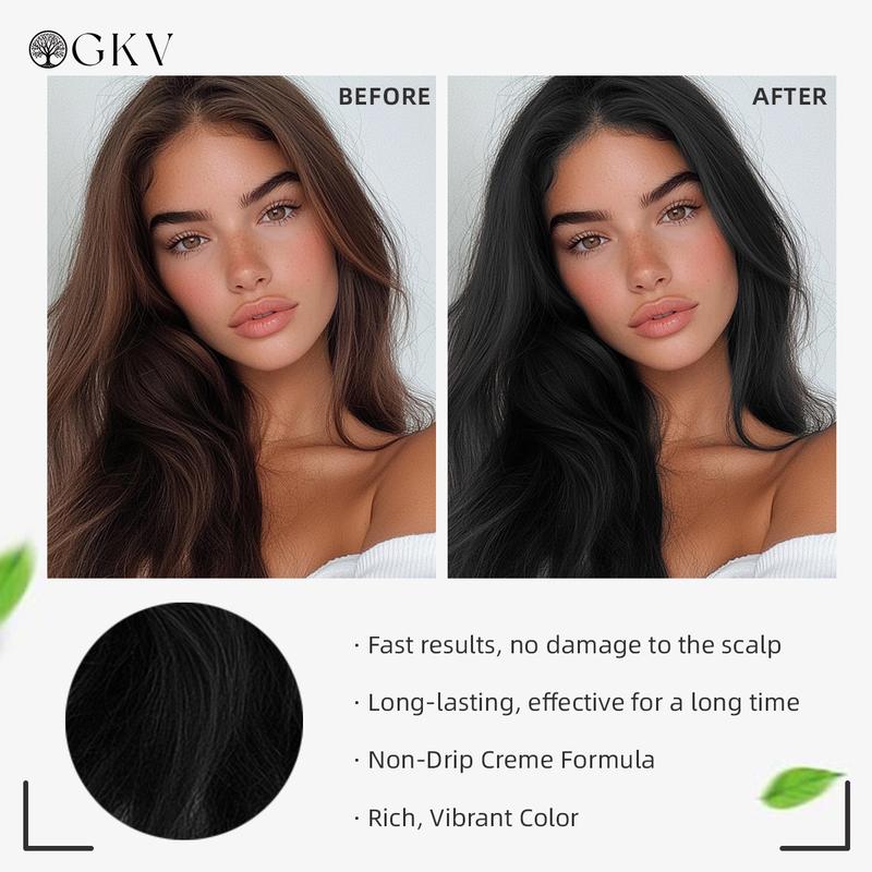 GKV-Hair dye Shampoo, Quick hair dye,hair care,Fruity aroma-Black & Brown-3-In-1 Color–Plant extracts-Long Lasting–400 Ml