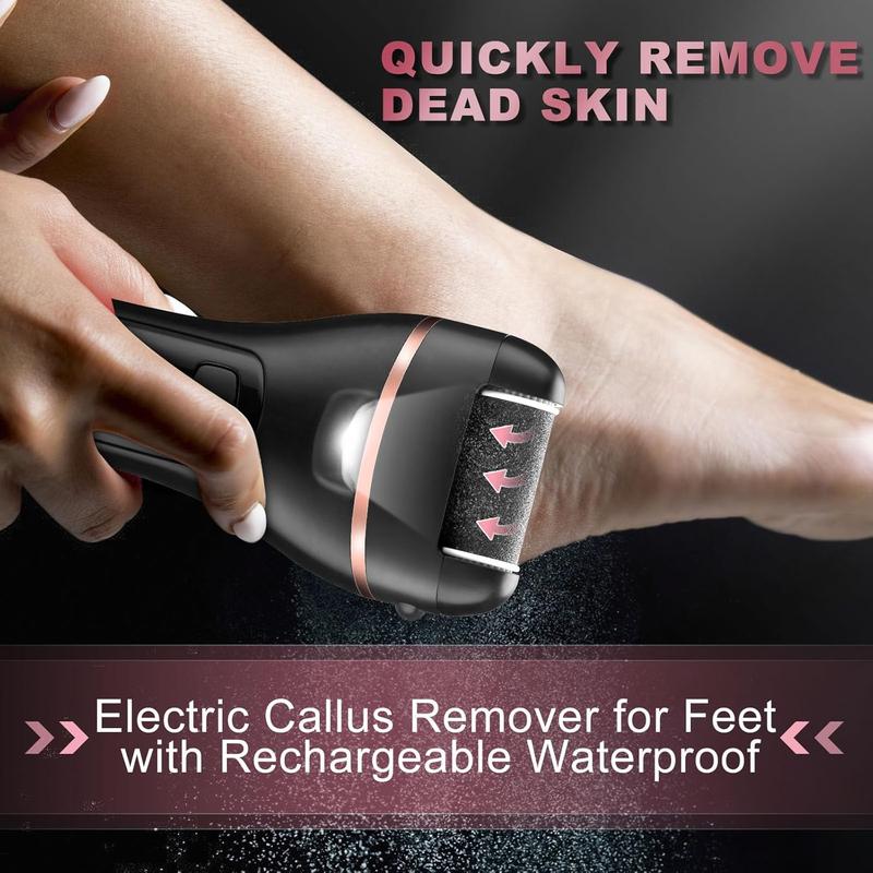 Electric Foot File, 1 Set Rechargeable Portable Foot File Tool with Accessories, Waterproof Foot Scrubber, Professional Foot Care Tool for Home & Salon Use