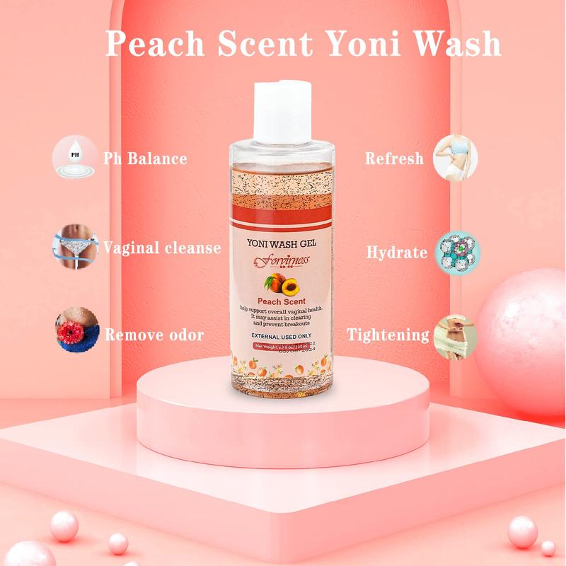 Feminine Wash pH Balance with Coconut Oil and Aloe Vera Extract, Peach Yoni Wash, 6.7 fl.oz - Comfort, Aloevera