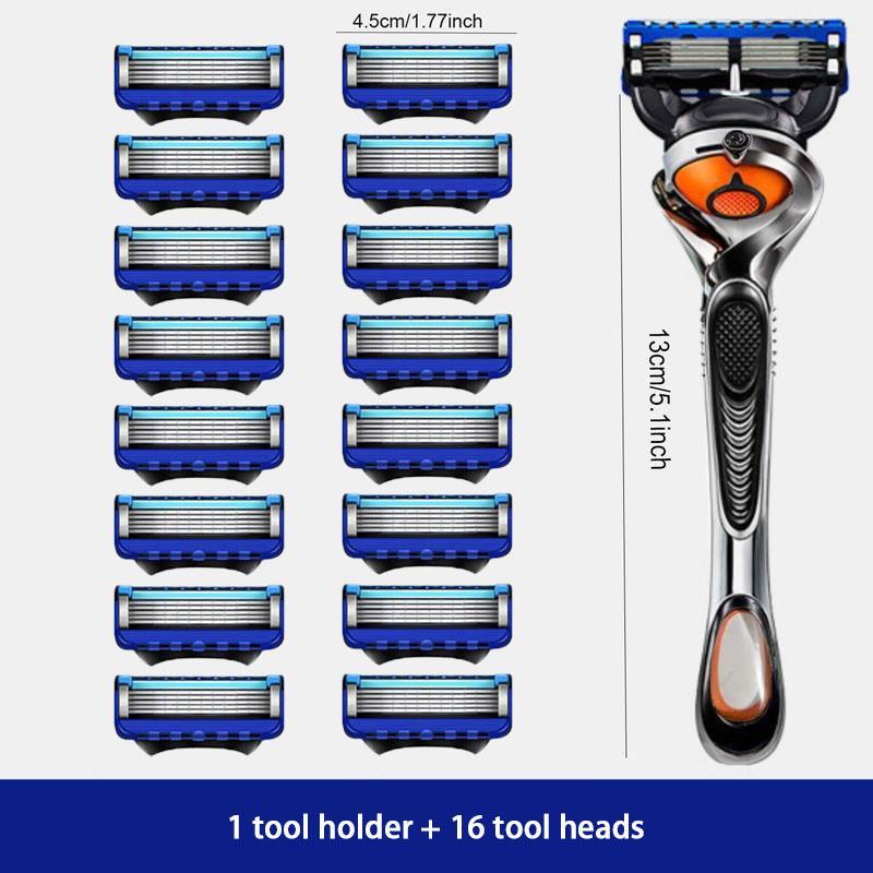 Manual Razor Holder & Blade Set, 1 Set Manual Razor Holder & Blade, Professional Shaving Tool for Men, Men's Care Tool, Christmas Gift