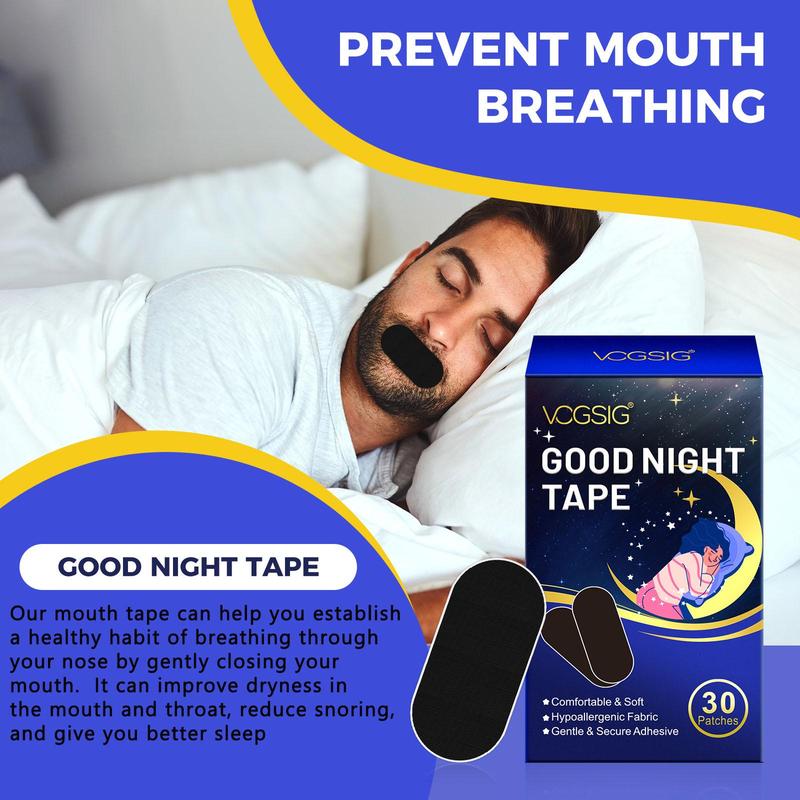 VOGSIG Good Night Patch, 30pcs Reduce Snoring and Other Conditions, Mild Formula, Suitable for Sleeping Use, Closed Mouth Patch, Effectively Prevent Mouth Convex, Thick Lips, Lips Deformation and Other Conditions Caused By Mouth Opening During Sleep