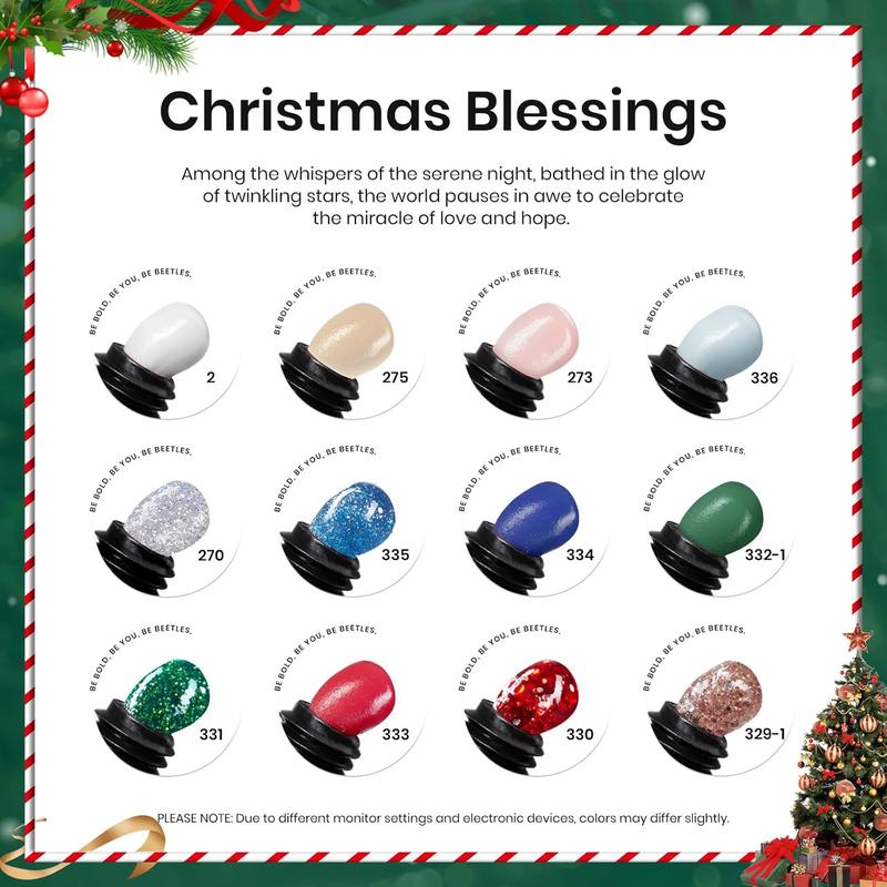 Beetles Advent Calendar 2024 Christmas Nail Extension Gel Kit Gift for Women Girls