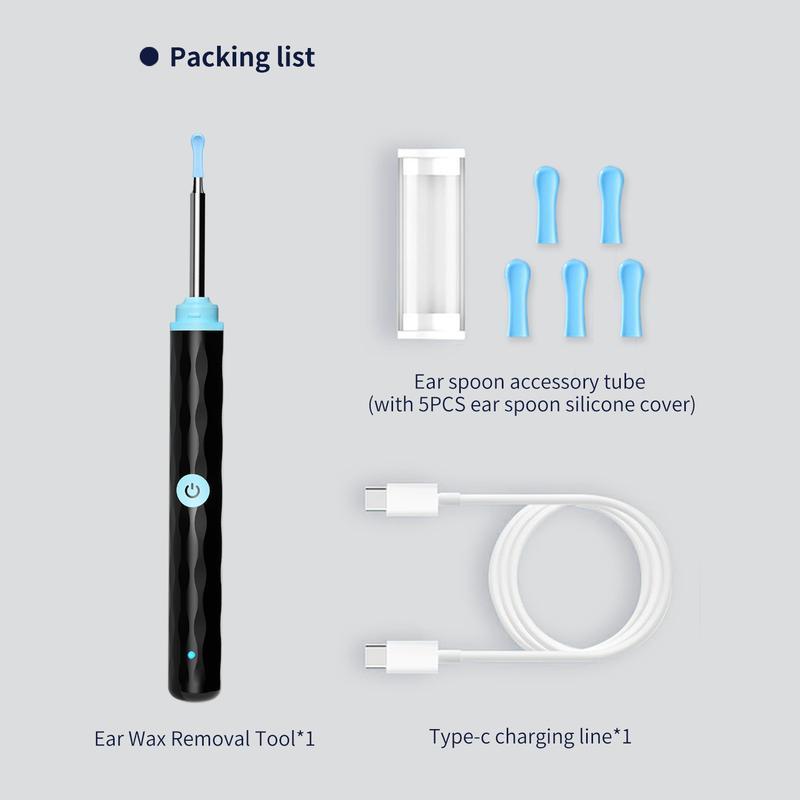 Ear Wax Removal Camera, Ear Cleaner 1296P HD Camera, Ear Cleaning Kit with 8pcs Ear Set, Wireless WiFi Otoscope with 6 Lights, Rechargeable Earwax Removal Tool Kit for Adult & Kid