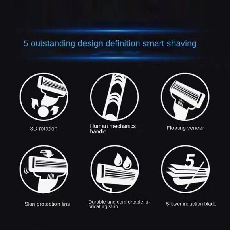 Manual Razor with Replacement Blades, 12pcs 24pcs Set Vintage Wet Shaver & Replacement Blades, Skin Protective Classic Razor for Men