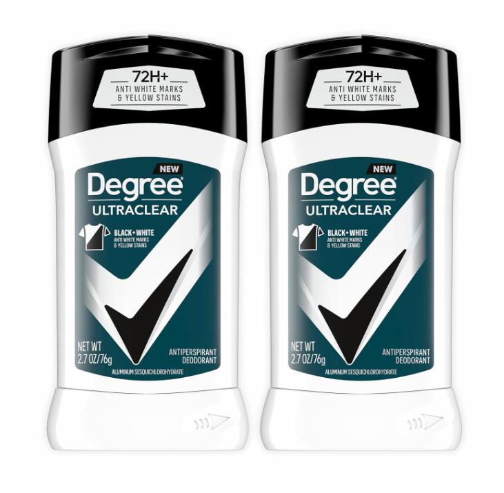 Degree Men UltraClear Antiperspirant Deodorant Black+White 2 Count 72-Hour Sweat & Odor Protection Antiperspirant, Scent Cleanser Body Care Fragrance