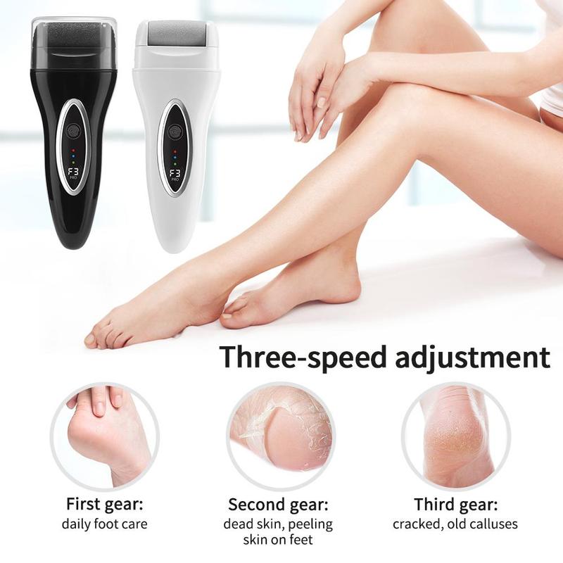 Electric Foot File, 1 Box 3-speed Adjustable Foot Callus Remover, Rechargeable Foot File Tool, Professional Pedicure Tool for Home & Salon Use, Christmas Gift