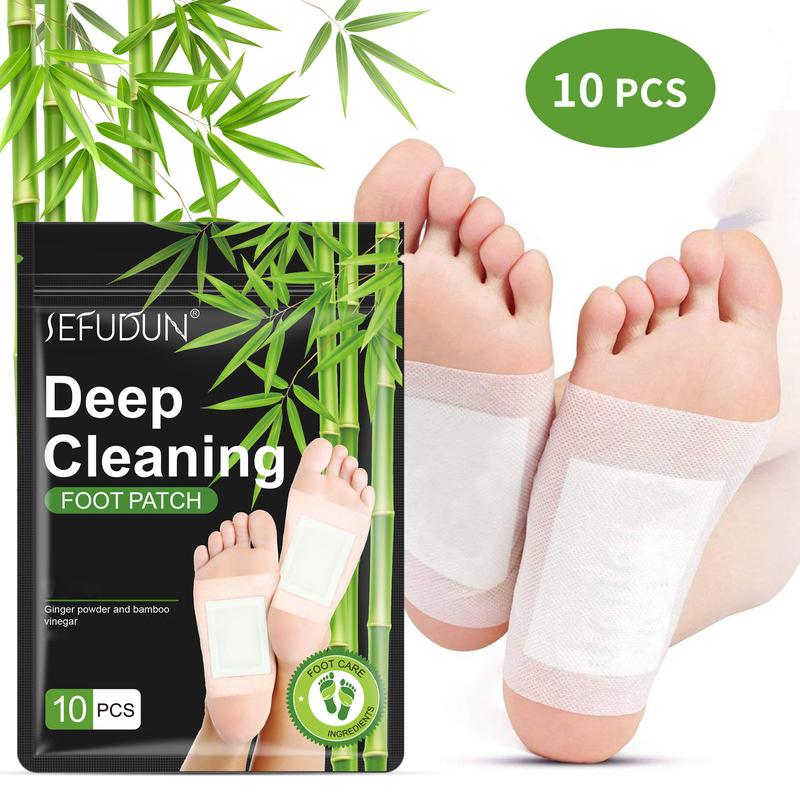 Sefudun Deep Cleansing Foot Patch, 10pcs box Bamboo Charcoal Foot Pads, Relieve Stress, Improve Sleep & Relaxation-Exfoliating Foot Mask