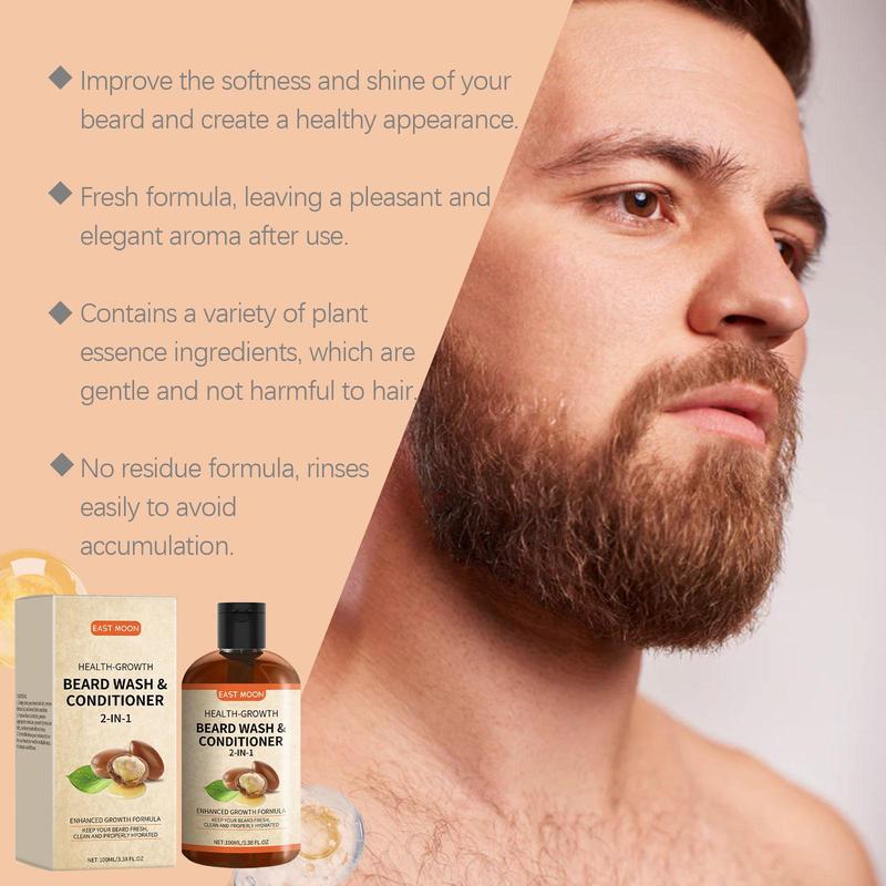 2 in 1 Beard Wash & Conditioner, Gentle Cleansing & Nourishing Beard Care Product for Daily Use, Men's Grooming Products for Christmas Gift