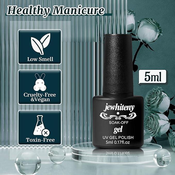 JEWHITENY 45 Pcs Gel Nail Polish Kit, Soak off Nail Lamp Gel Polish Starter Kit with 2pcs Glossy & Matte Top Coat and 2pcs Base Coat Gifts for Women