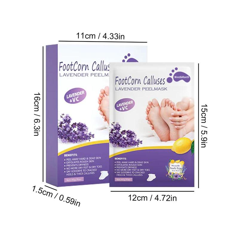 Lavender Exfoliating Foot Masks, 2 Pairs Moisturizing Lavender Foot Care Mask Foot Peel Masks for Cracked Skin, Hydrating Exfoliating Foot Care Mask