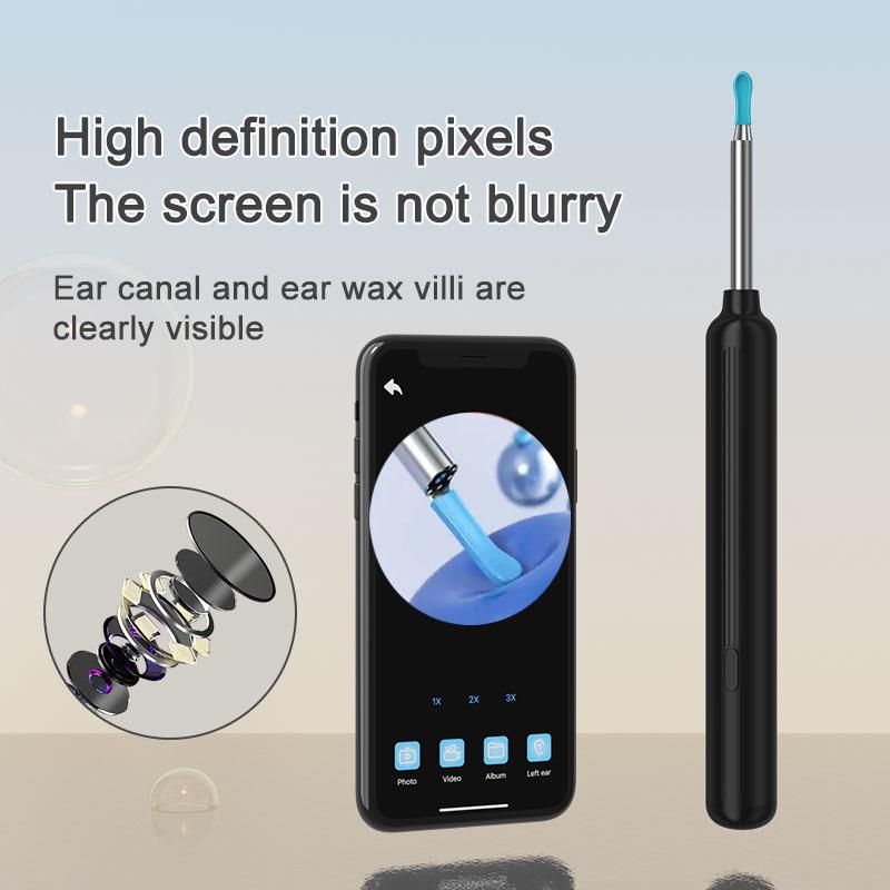 High definition camera with 6 ear spoons for earwax removal, ear cleaner with camera, 1080P earwax removal tool, rechargeable earwax removal kit for iPhone, iPad, Android smartphones, gift for summer Silicone Waterproof